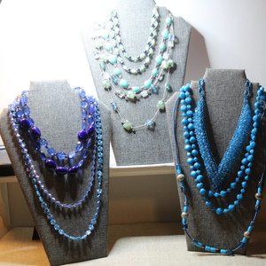 Vintage Blue Turquoise Boho Bead Necklace lot